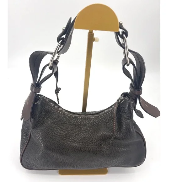 Dooney & Bourke Dark Brown Pebbled Leather Shoulder Bag Purse - Picture 2 of 9